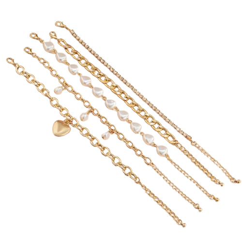 Pulsera con corazon y perlas