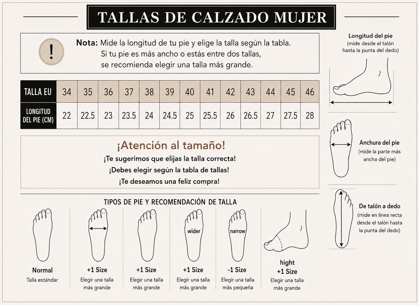 Guía de tallas para ISABELLE - SANDALIA ABIERTA ANTIDESLIZANTE