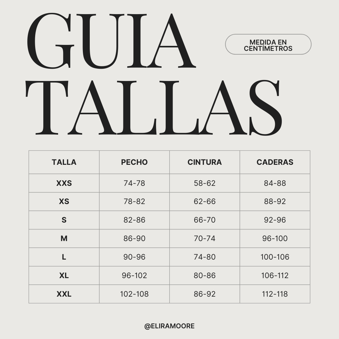 Guía de tallas para LIRA - CAMISETA SIN MANGAS