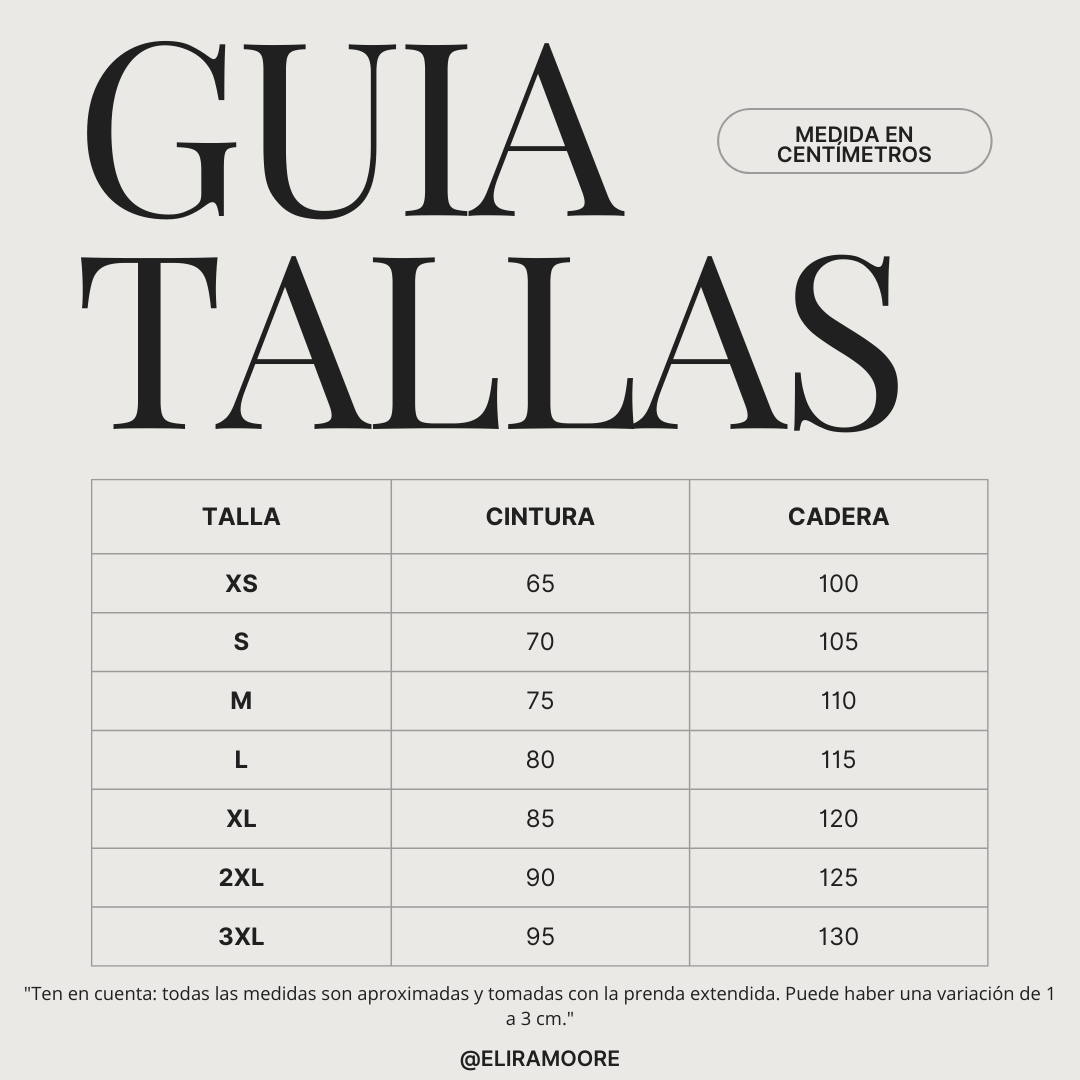 Guía de tallas para LUCÍA - CLASSIC STRAIGHT JEANS
