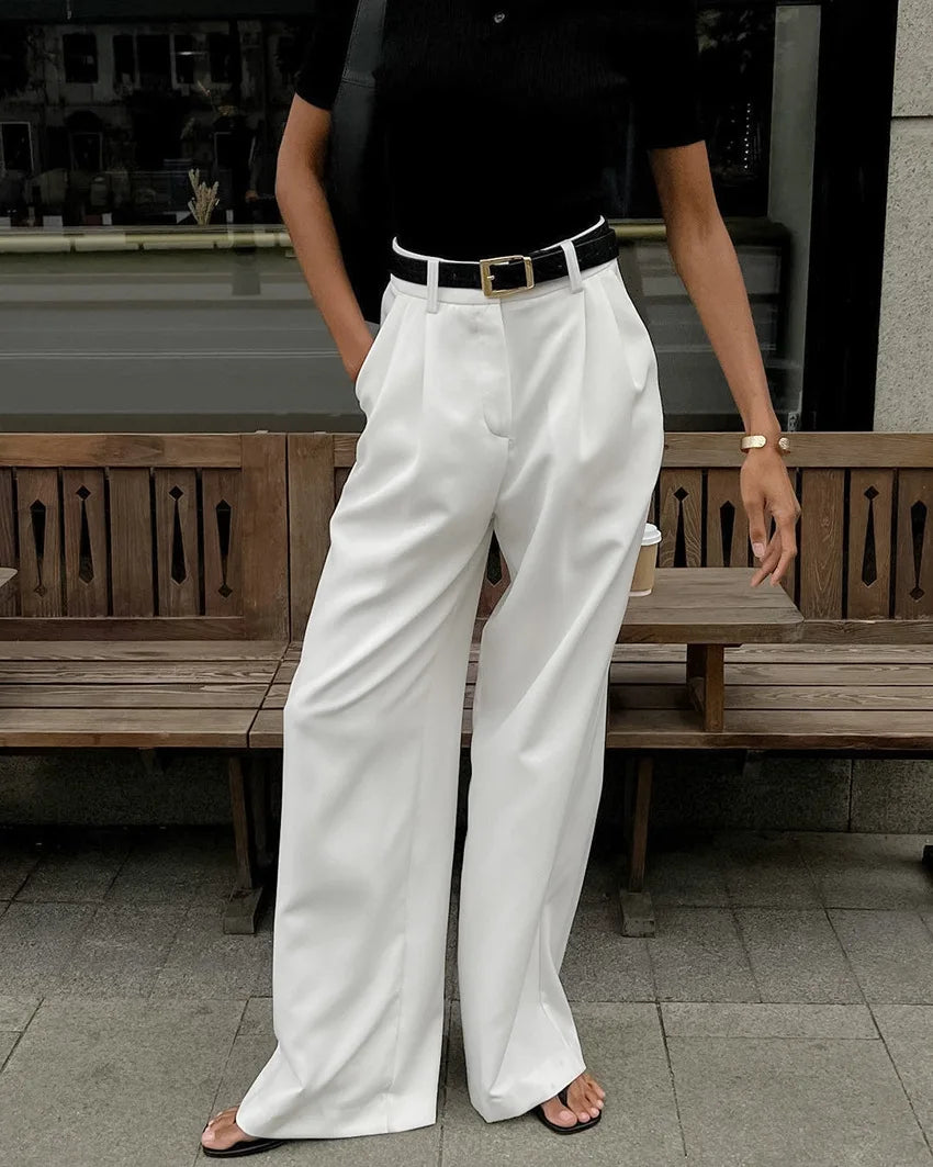 ITZIAR - PANTALÓN ANCHO BLANCO