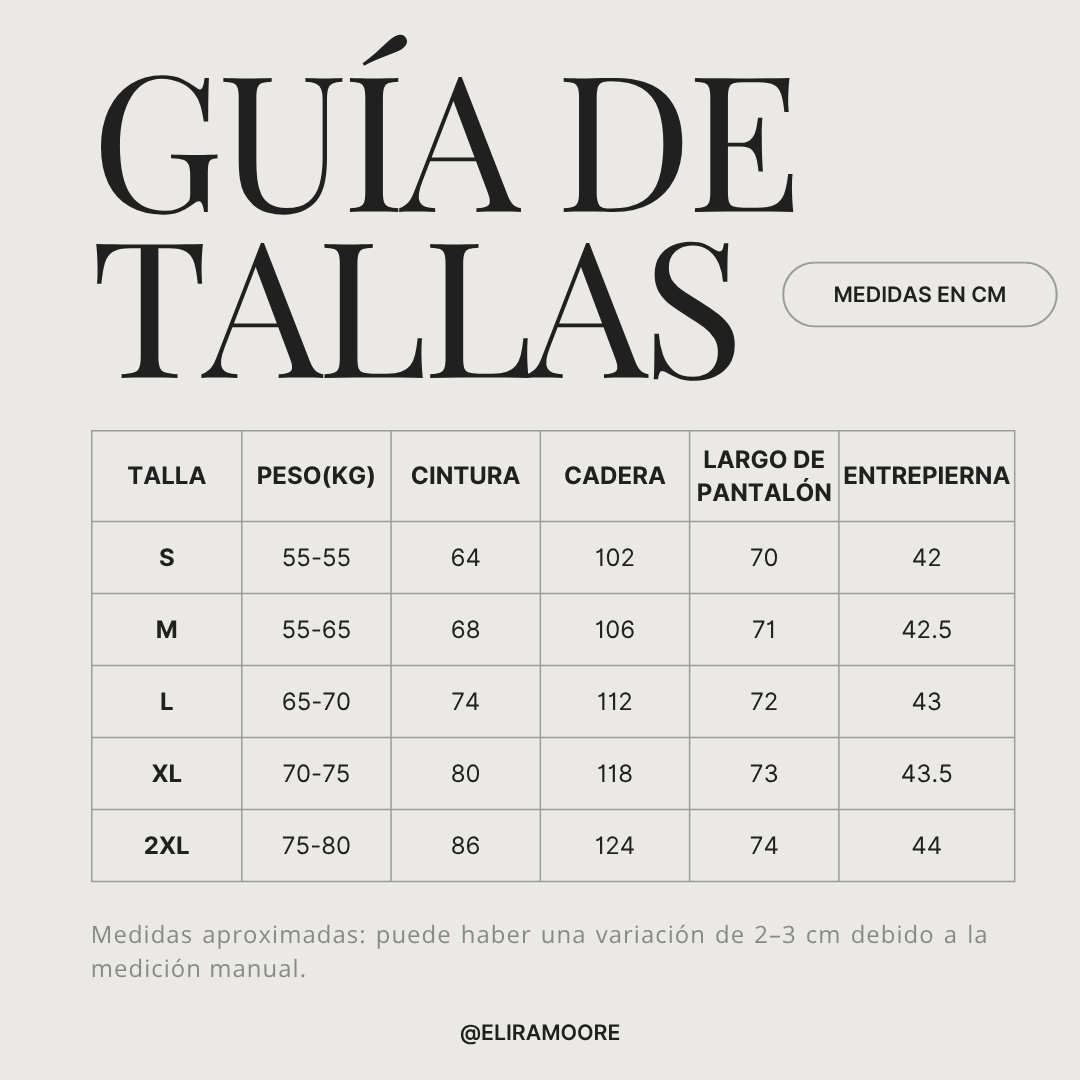 Guía de tallas para SOFÍA - CONJUNTO FLUIDO