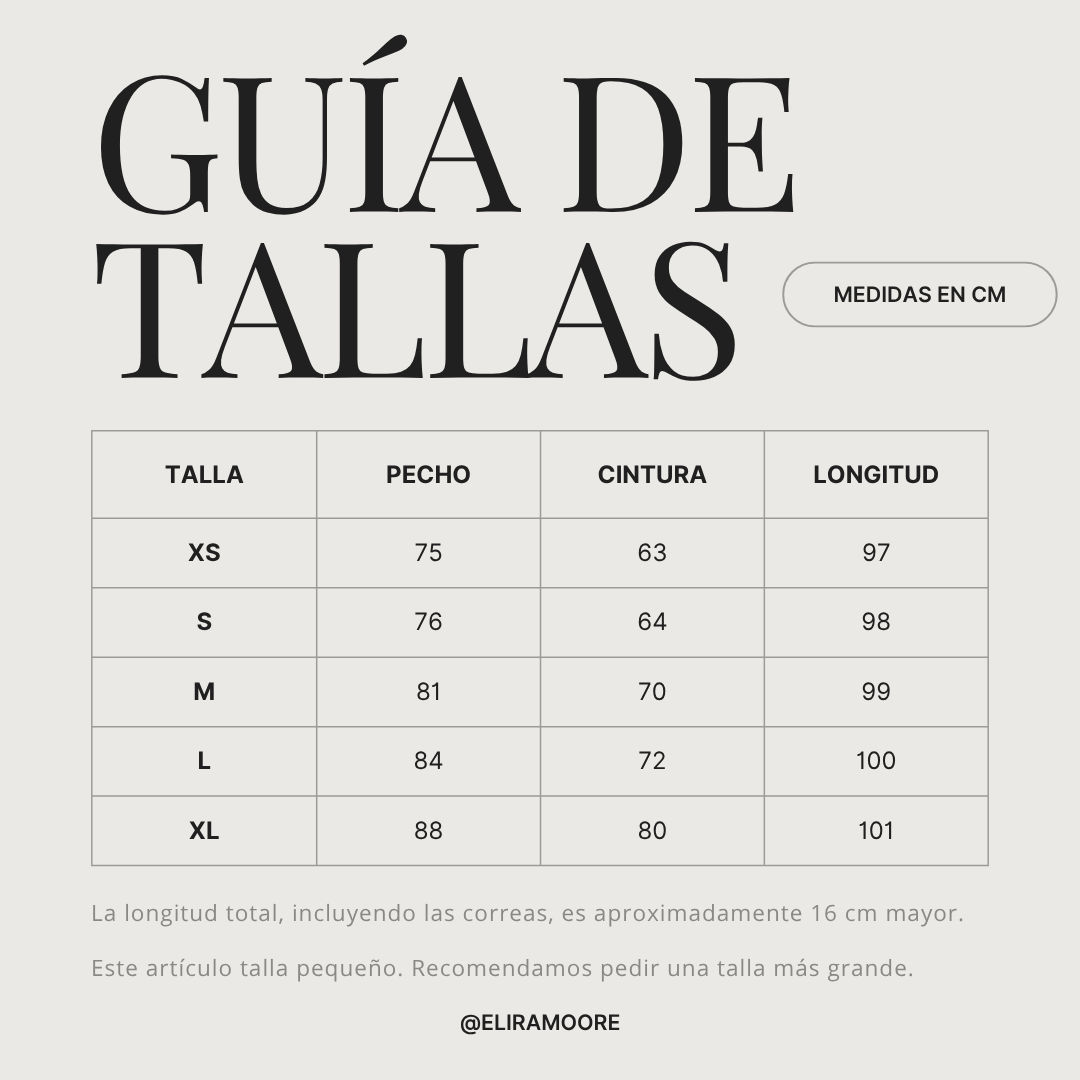 Guía de tallas para CAROLINA - VESTIDO CORSÉ