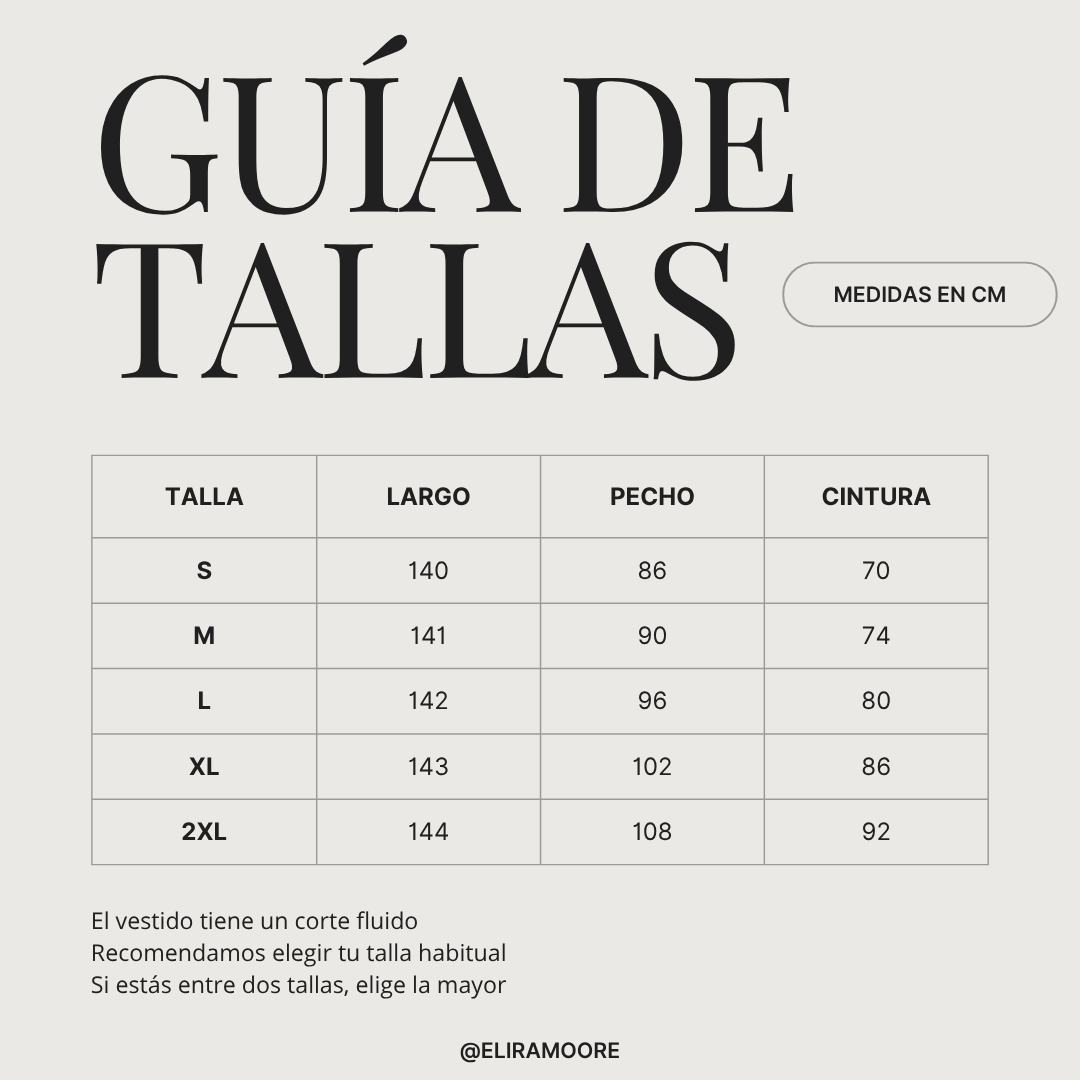 Guía de tallas para AURA - VESTIDO FLORAL