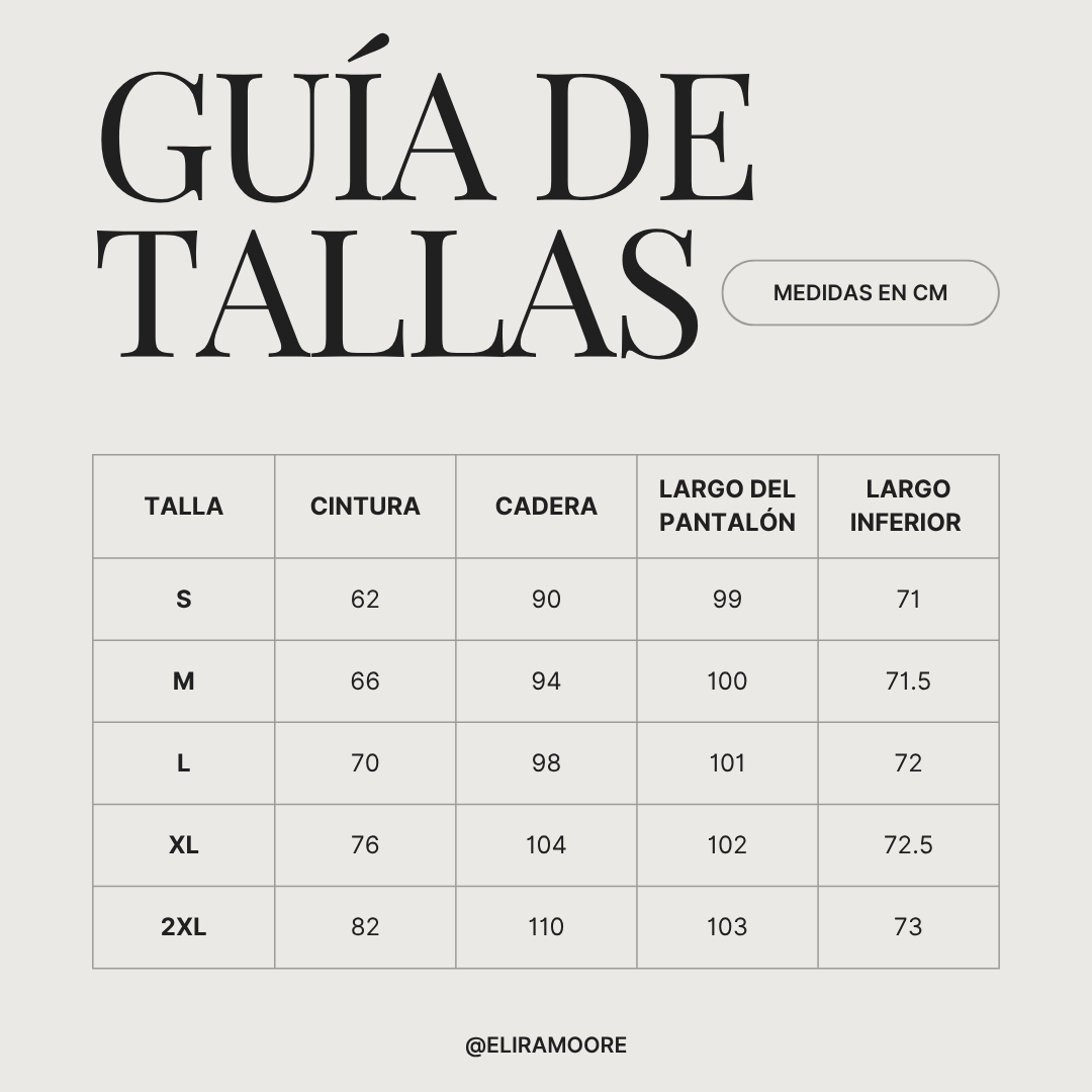 Guía de tallas para INÉS - PANTALÓN ACAMPANADO