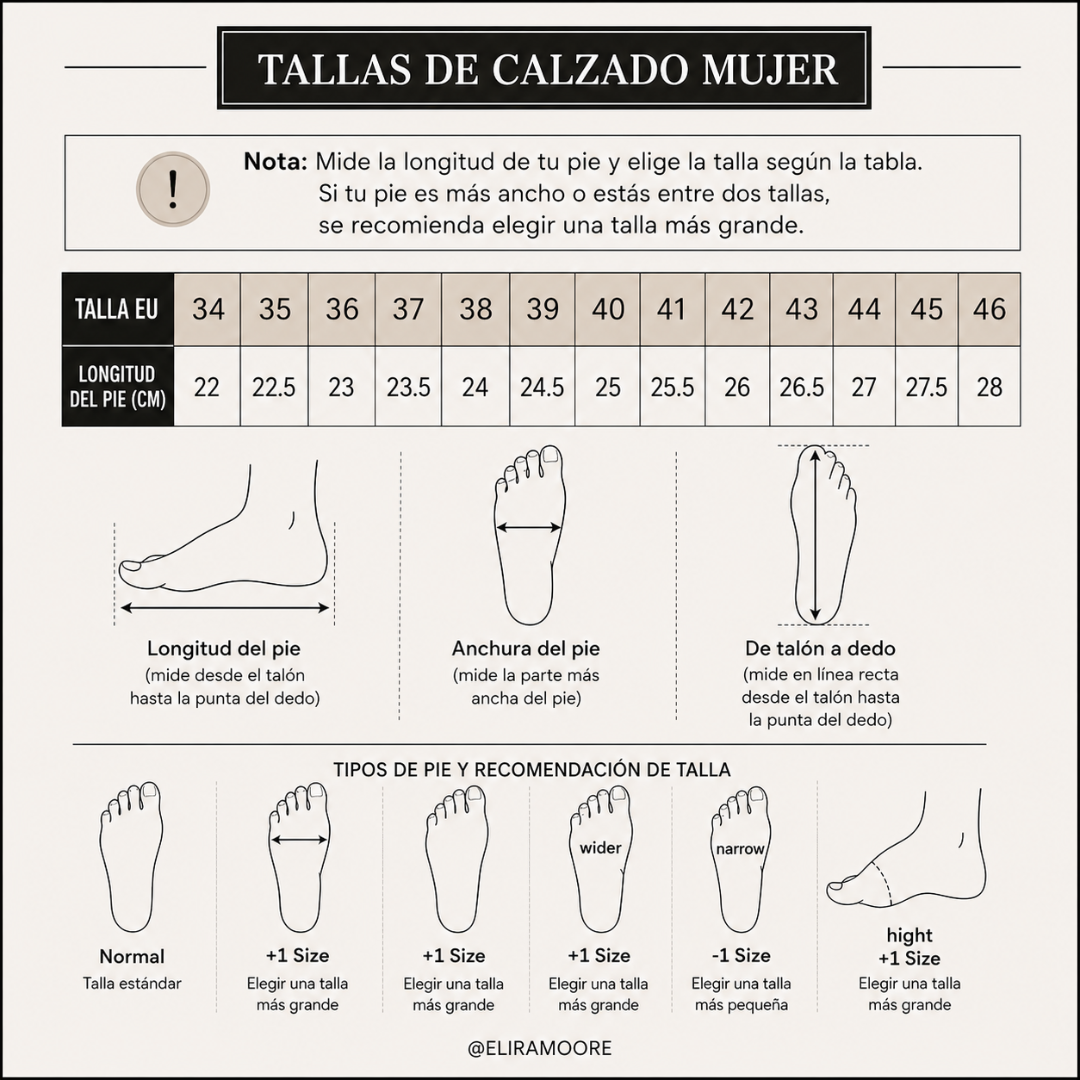 Guía de tallas para NOA - TACÓN URBANO