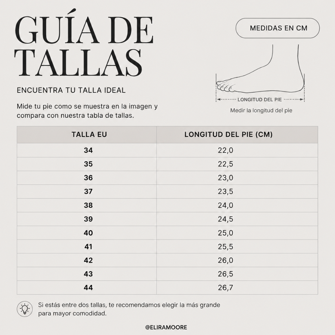 Guía de tallas para MAR - BOTINES DE CUÑA ABIERTA