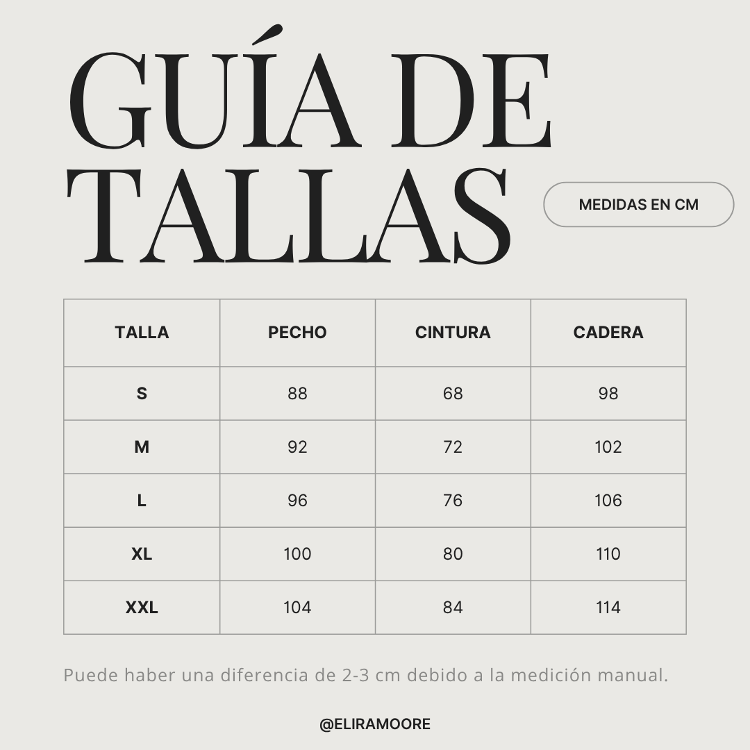 Guía de tallas para MARINA - VESTIDO DE NOCHE