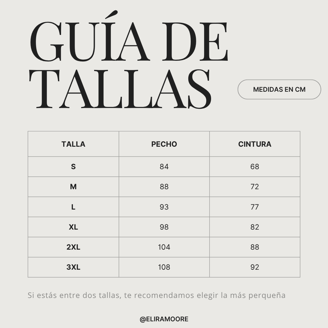 Guía de tallas para CARLA - VESTIDO DE MANGA ABULLONADA