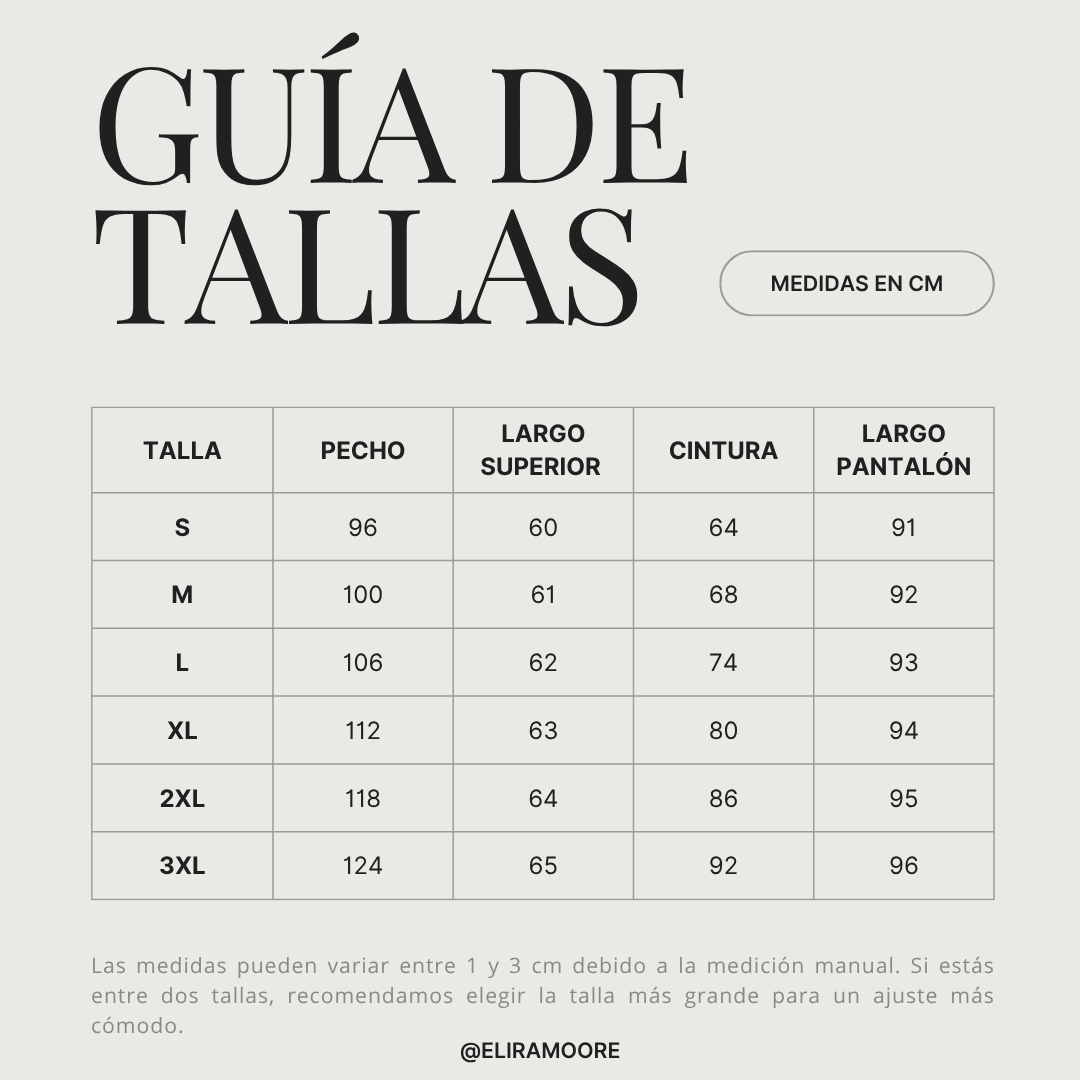 Guía de tallas para AURELIA - CONJUTNO DE DOS PIEZAS