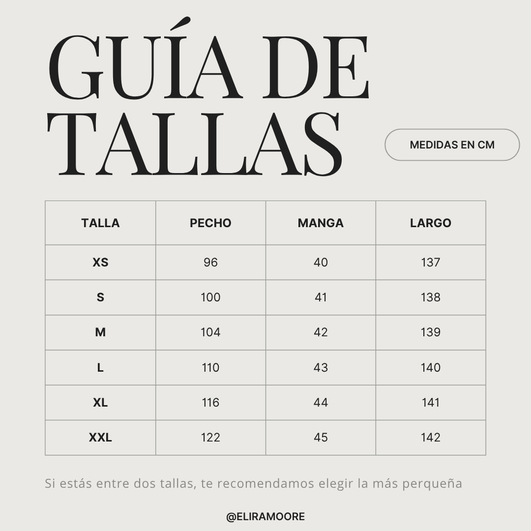Guía de tallas para SERENA - VESTIDO CHEMISIER MEDITERRÁNEO