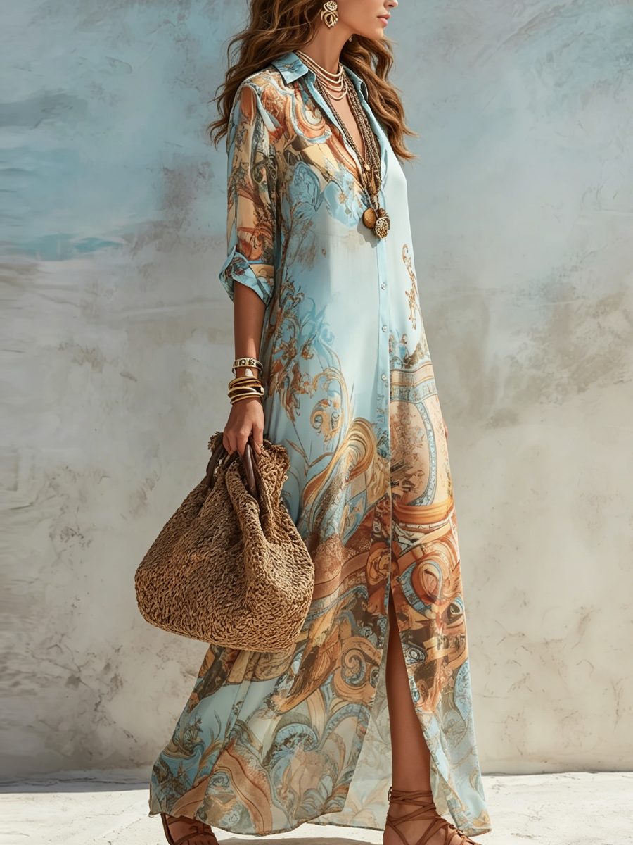 SERENA - VESTIDO CHEMISIER MEDITERRÁNEO