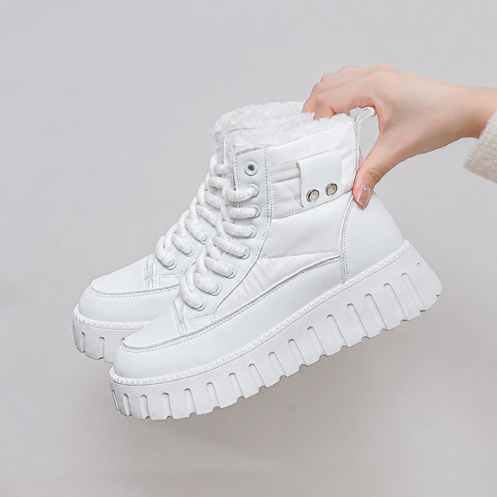 Botas blancas sujetadas sin letras
