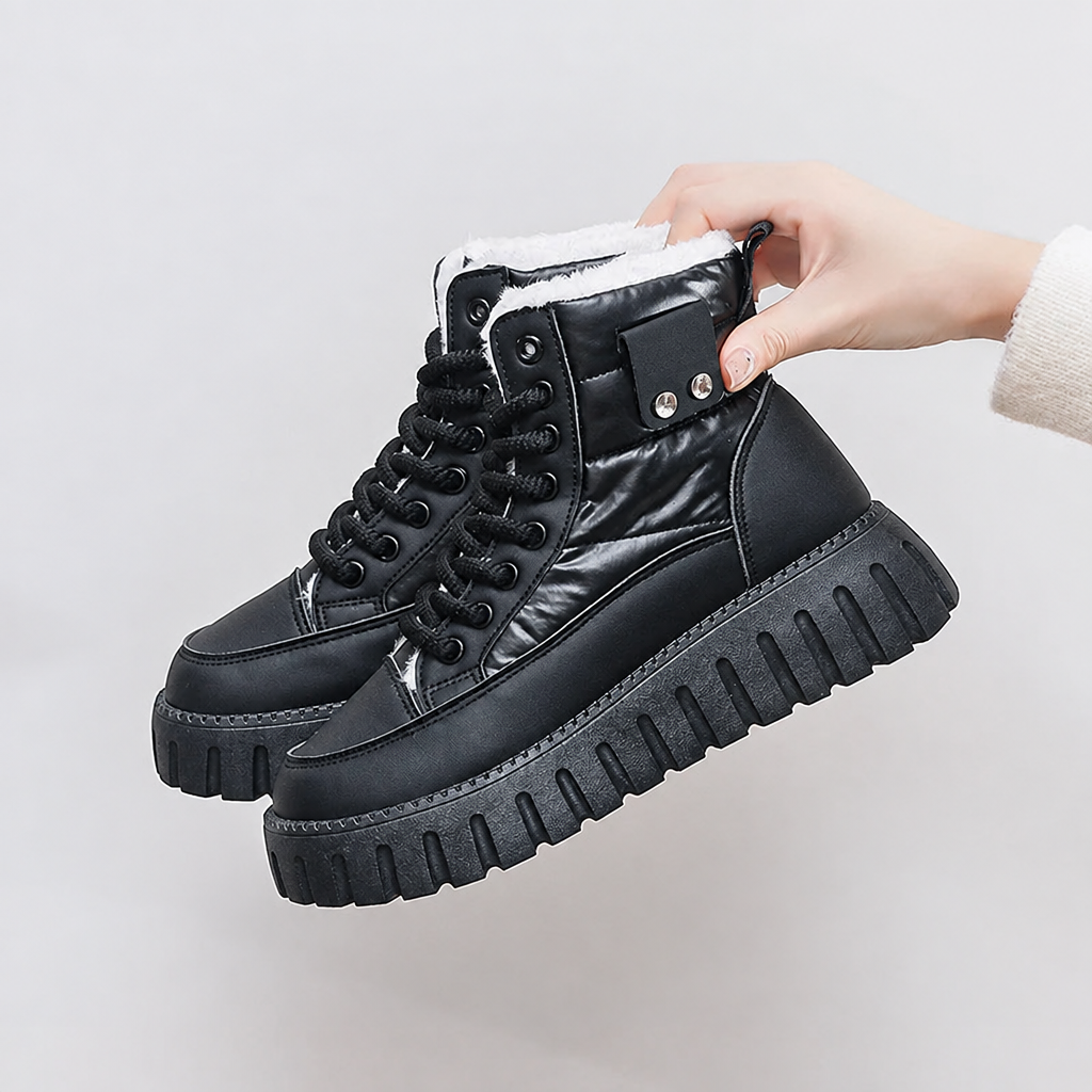 Botas negras sujetadas sin letras
