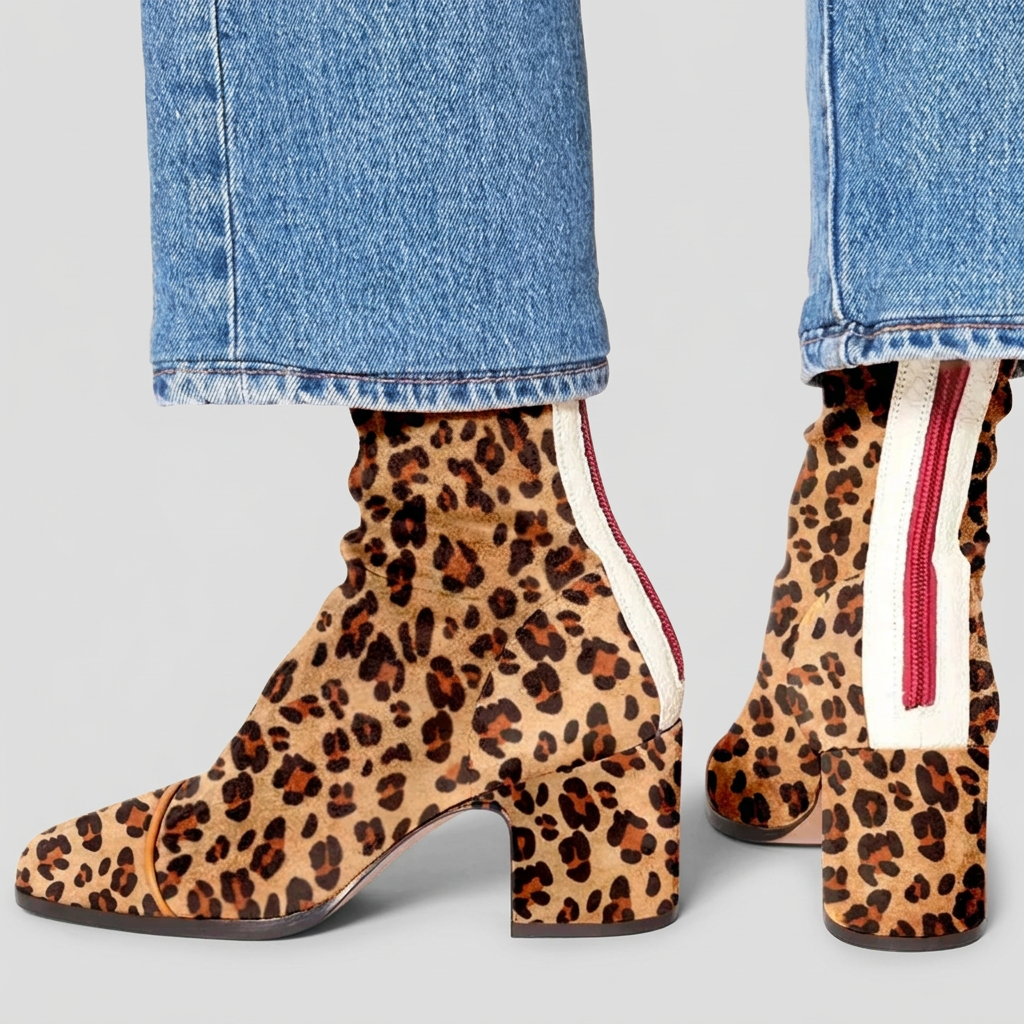 Botines de leopardo con fondo gris