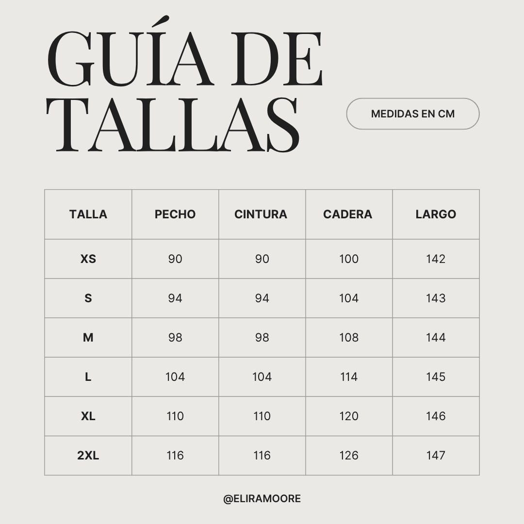 Guía de tallas para NADIA - PETO DE LINO MINIMALISTA