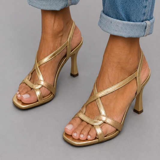 ELISABETTA - TACÓN CRUZADO DORADO