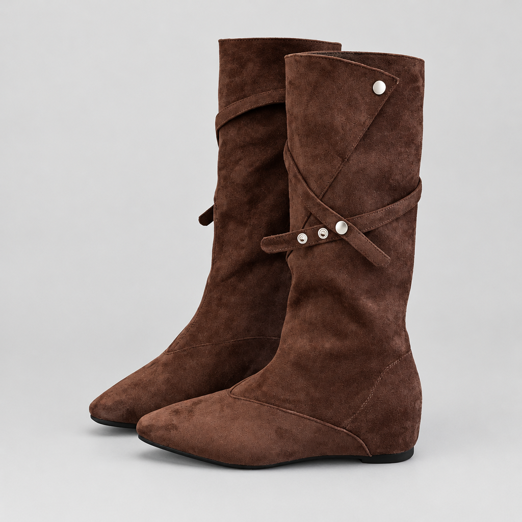 Otra vista de las botas marrón oscuro