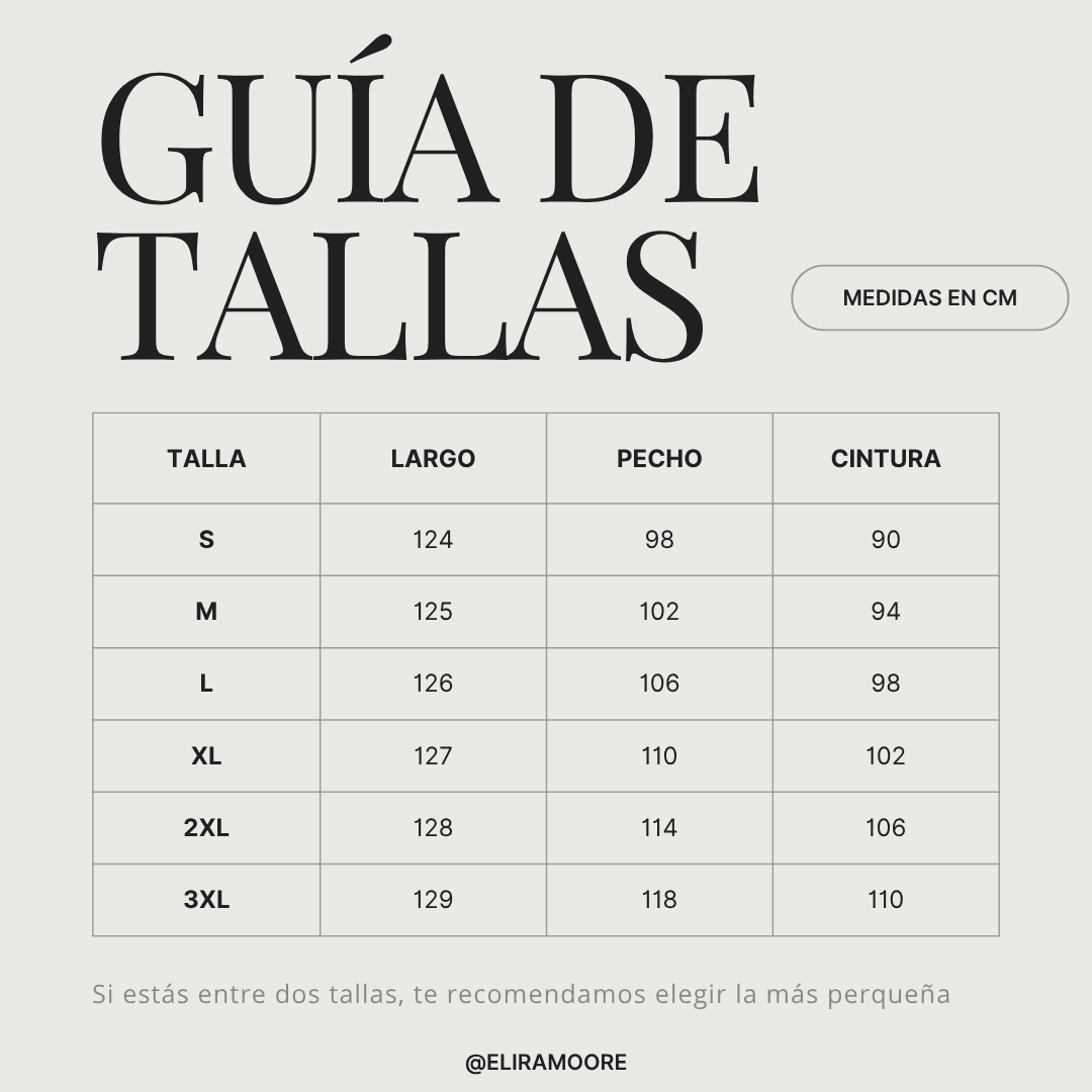 Guía de tallas para ERMINILDE - MONO BOHEMIO BORDADO