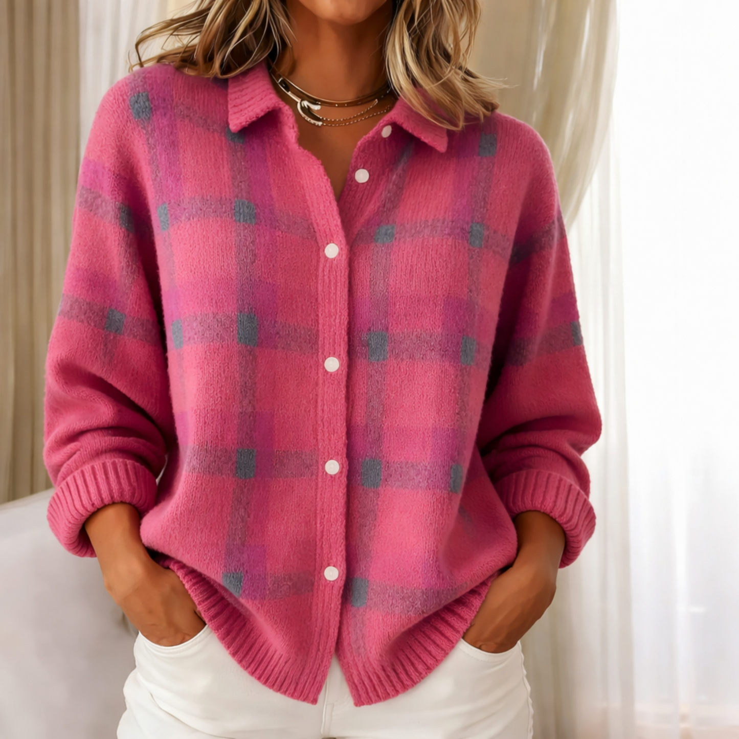 Cárdigan Chloe de Cuadros - Elegancia Casual