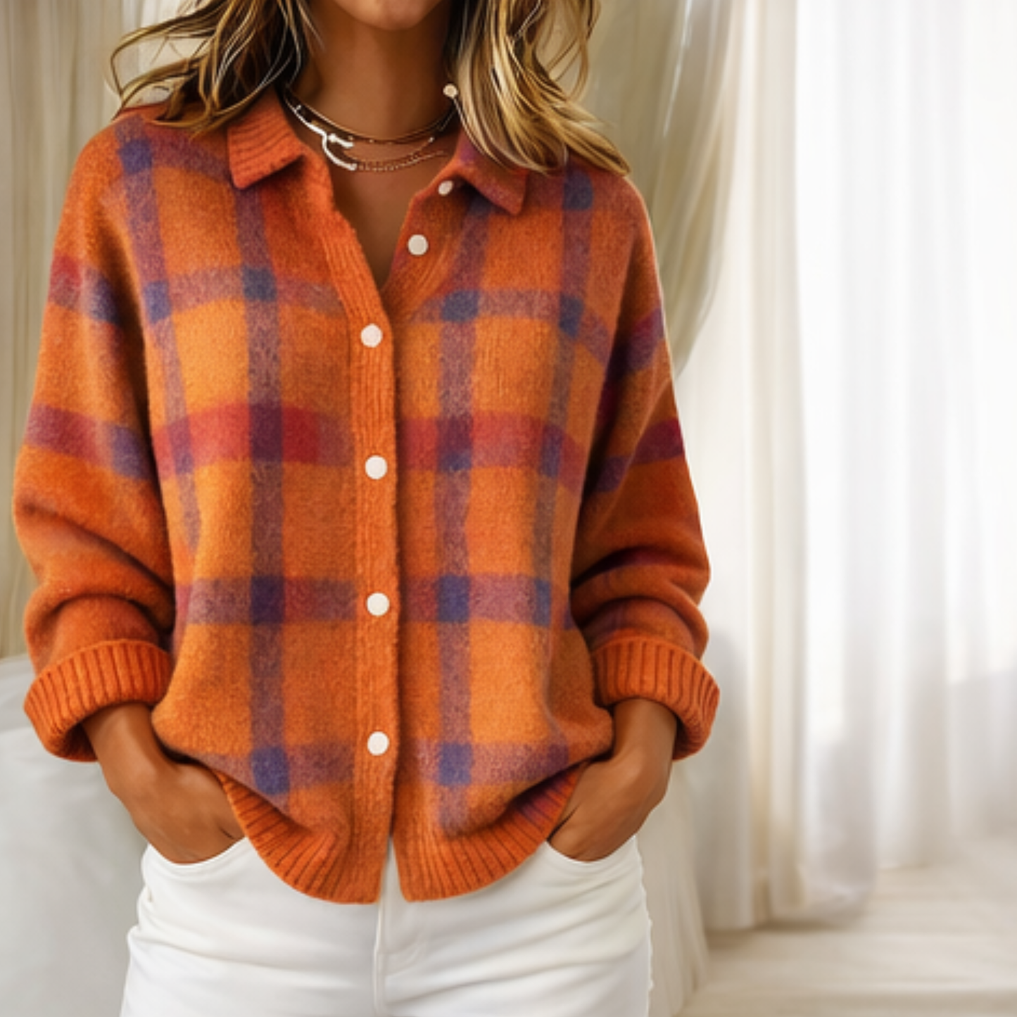 Cárdigan Chloe de Cuadros - Elegancia Casual