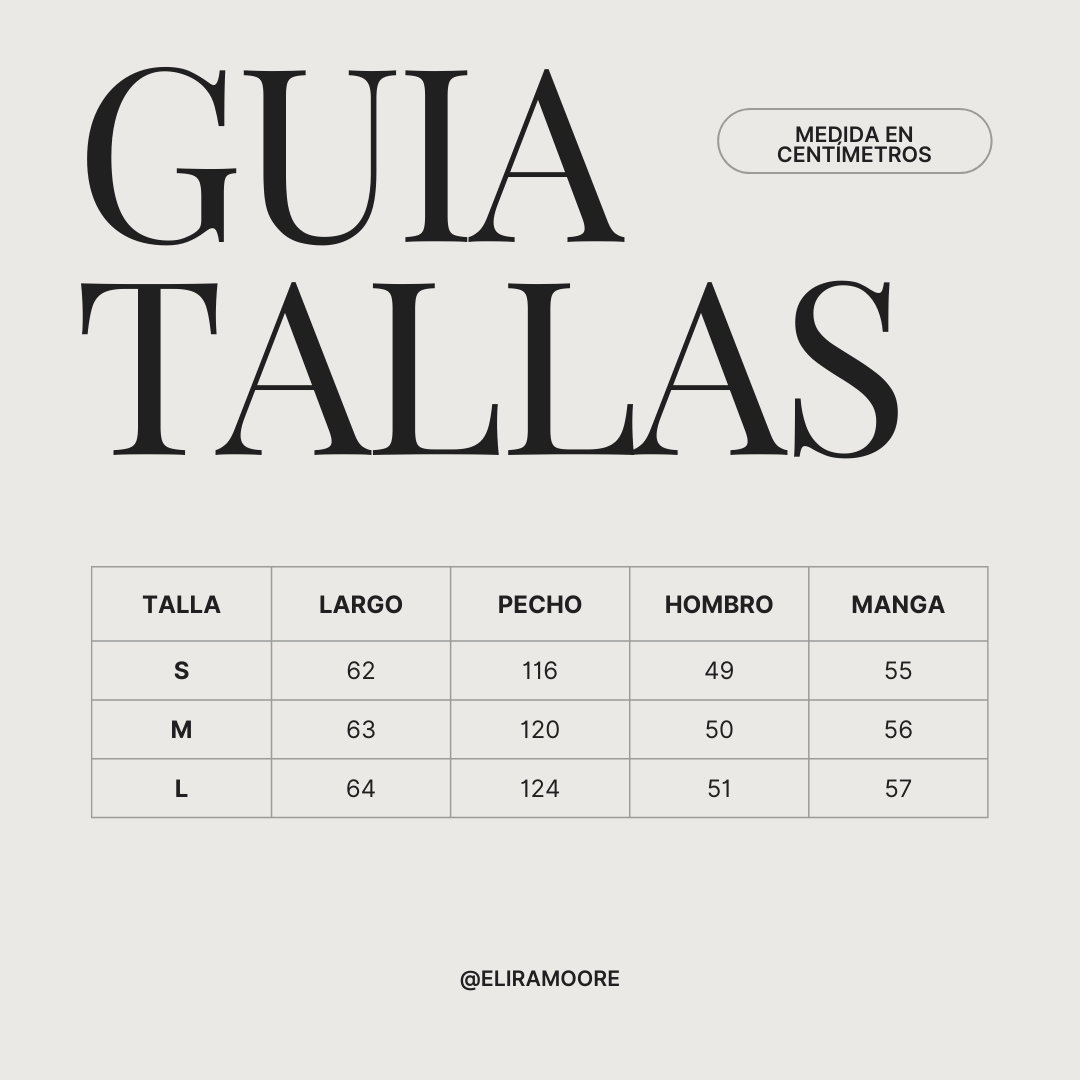 Guía de tallas para Chaqueta Biker en Polipiel Premium