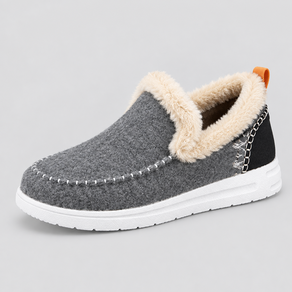Zapato gris sobre fondo gris